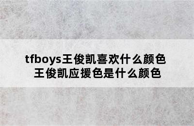 tfboys王俊凯喜欢什么颜色 王俊凯应援色是什么颜色